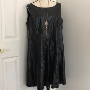 Katherine H faux “leather” swing shift dress